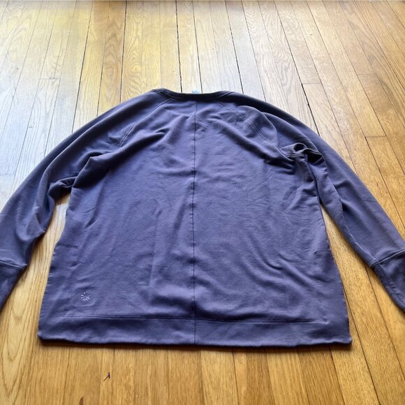Athleta size L Cozy Purple LUXE Crew Neck Long Sleeve Athleisure Sweatshirt - Picture 11 of 13